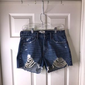 Abercrombie & Pitch Mid rise Boyfriend Distressed Jean Shorts